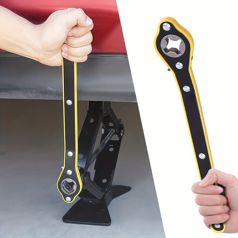 Auto Labor-Saving Ratchet Wrench with 360° Rotation, Ergonomic Handle, Black Yellow