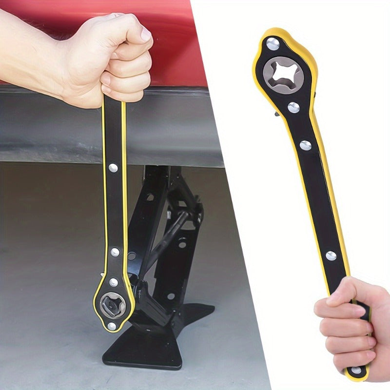 Auto Labor-Saving Ratchet Wrench with 360° Rotation, Ergonomic Handle, Black Yellow