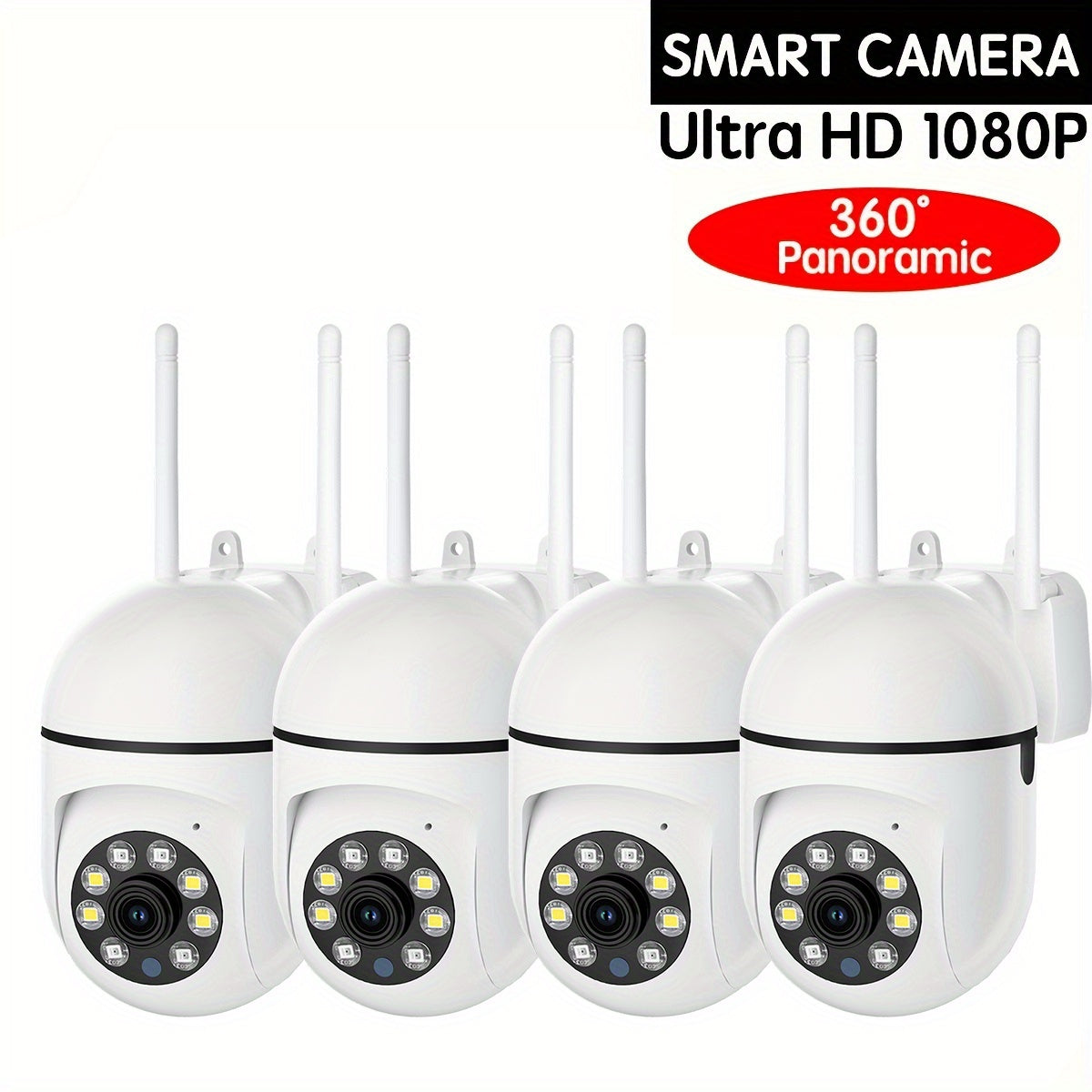 4-Pack Wireless Security Cameras 2MP HD Night Vision Motion Detection Pan-Tilt