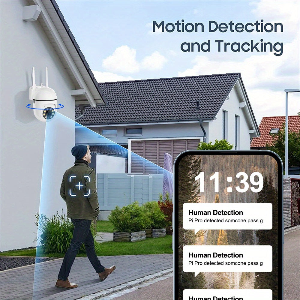 4 ta Yuqori Aniqlikdagi 1080P Xavfsizlik Kameralari to'plami, Ikki Bandli WiFi, Avtomatik Kuzatuv va Rangli Tungi Ko'rish xususiyatlari bilan - Ichki/Tashqi Uy Xavfsizligi uchun Aqlli Kuzatuv Tizimi