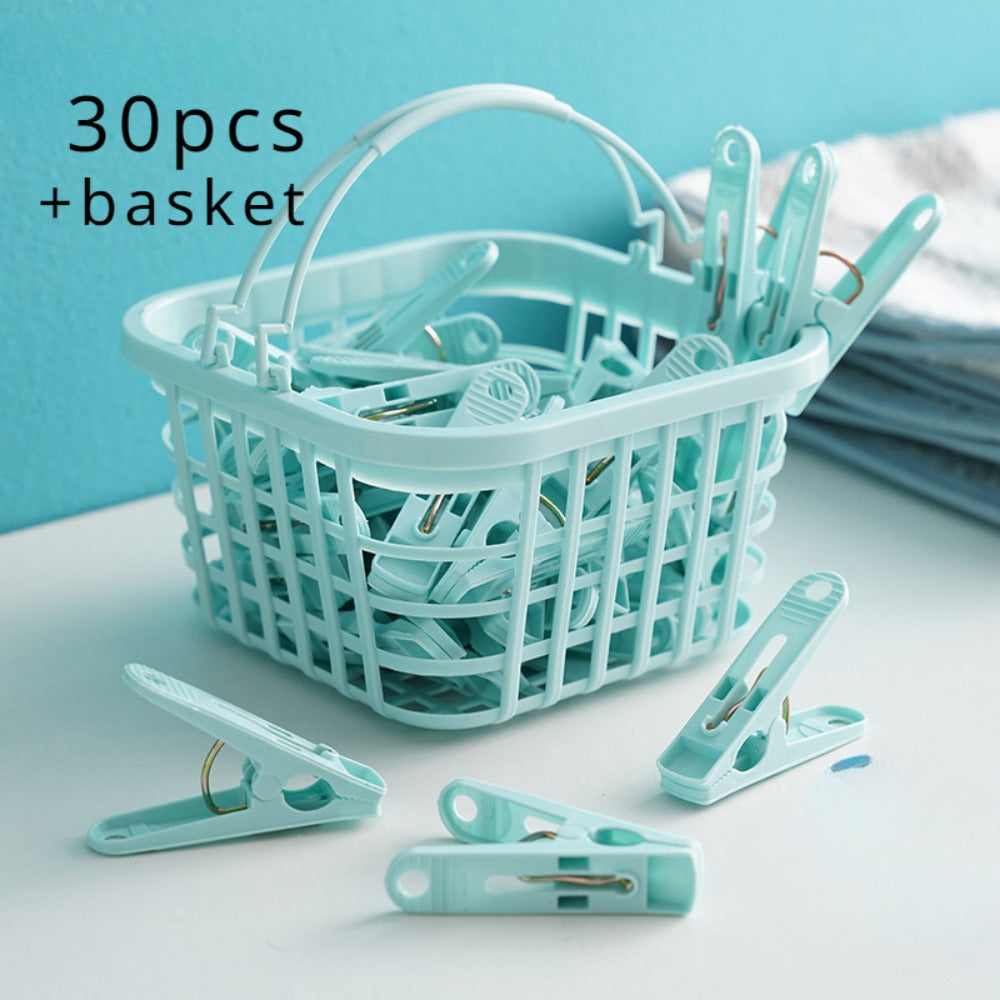30 ta Rust-Resistant Windproof Plastik Kiyim Kliplari bilan Saqlash Savati Qayta ishlatiladigan Kir yuvish uchun Peglar, paypoq, ichki kiyim va kichik buyumlar uchun