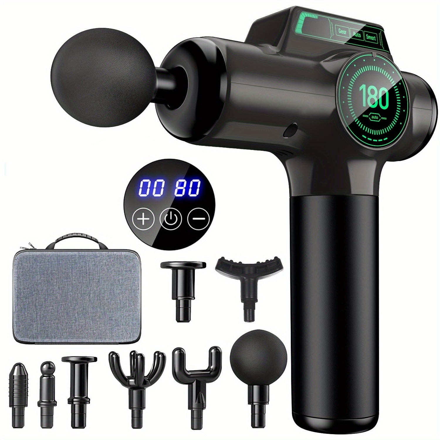 99 Tezlikdagi Massaj Qurollari, chuqur to'qima zarbasi uchun, bo'yin va orqa og'rig'ini kamaytirish uchun 8 ta qo'shimcha bilan.