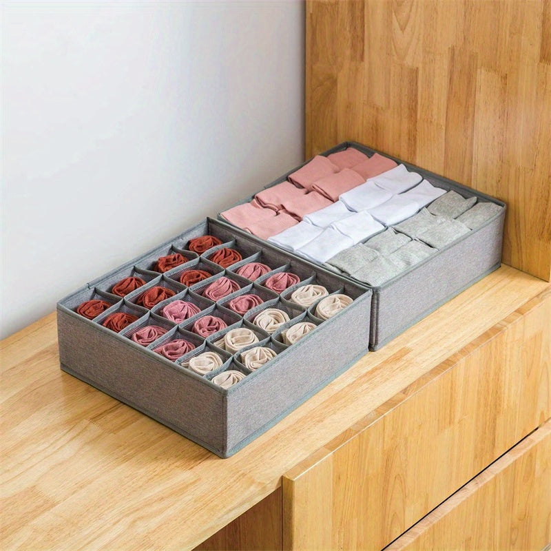 Foldable Fabric Storage Organizer Box with Dividers for Socks and Underwear