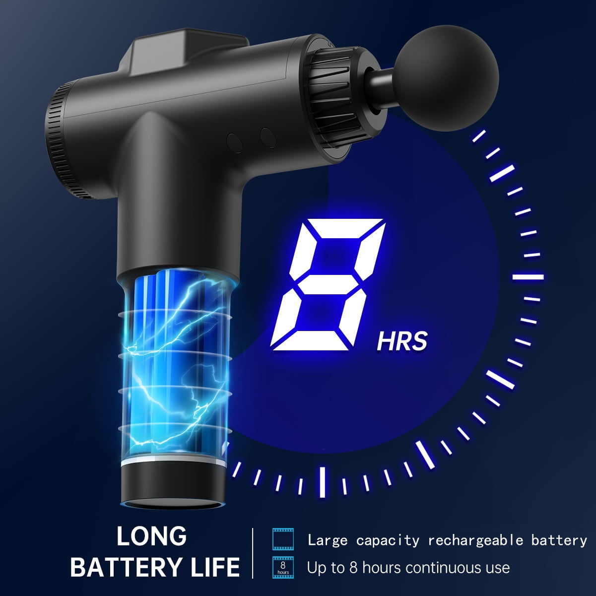 Portable Electric Massage Gun Deep Tissue Percussion with 99 Speeds and 8 Attachments