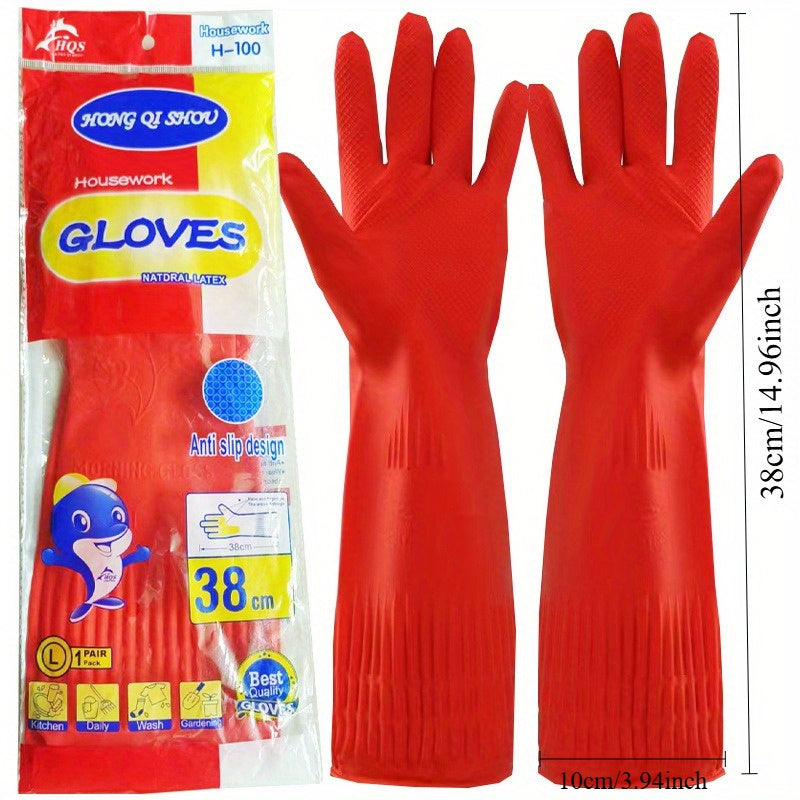 Waterproof Dishwashing Gloves, Thick PVC Latex, Durable, Ambidextrous, Lead-Free
