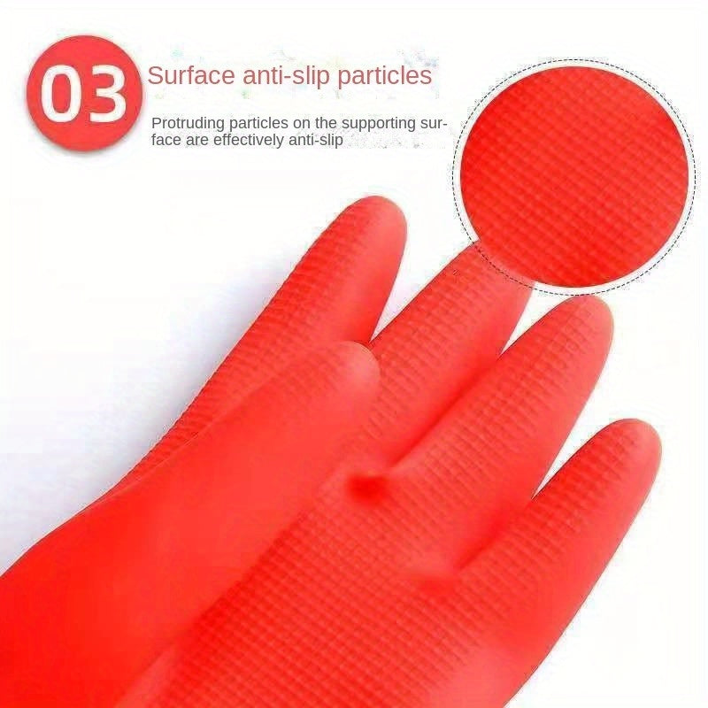 Suv o'tkazmaydigan idish yuvish qo'lqoplari, qalin PVC lateks, bardoshli, ambidextrous, boshqarilmaydigan