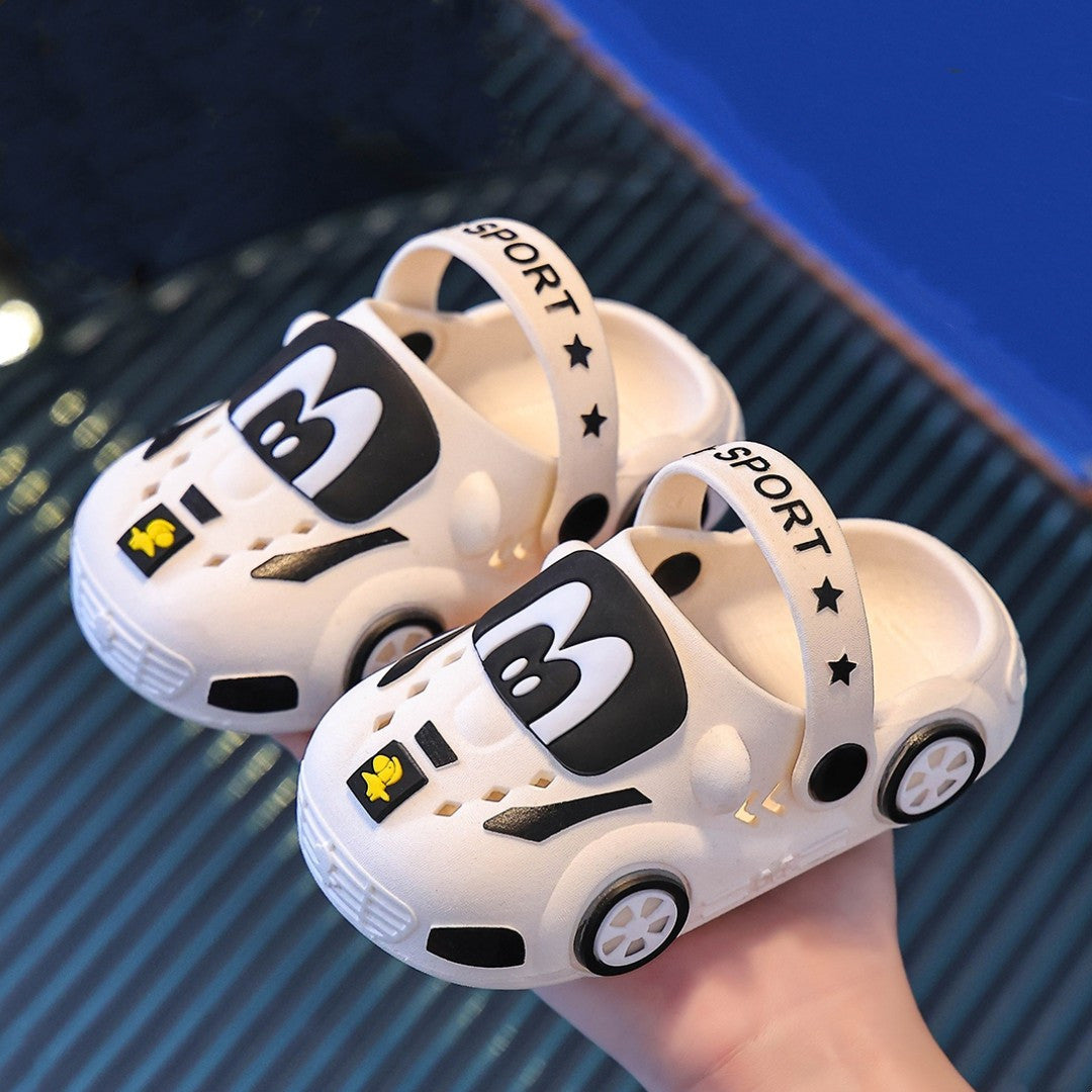 Kids Cartoon Car Slippers Unisex Indoor Outdoor PVC Low Top for Ages 0-14