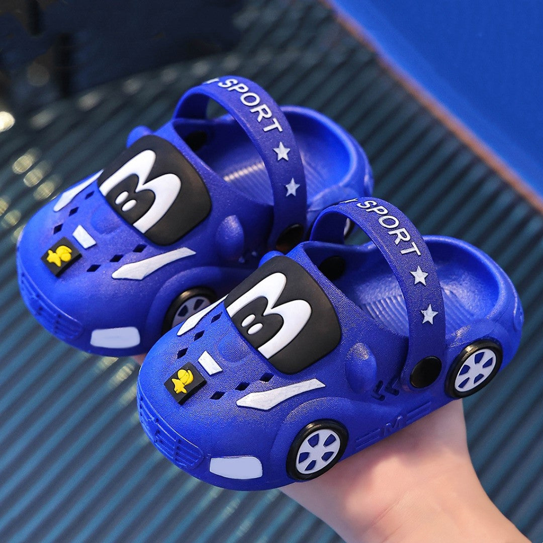 Kids Cartoon Car Slippers Unisex Indoor Outdoor PVC Low Top for Ages 0-14