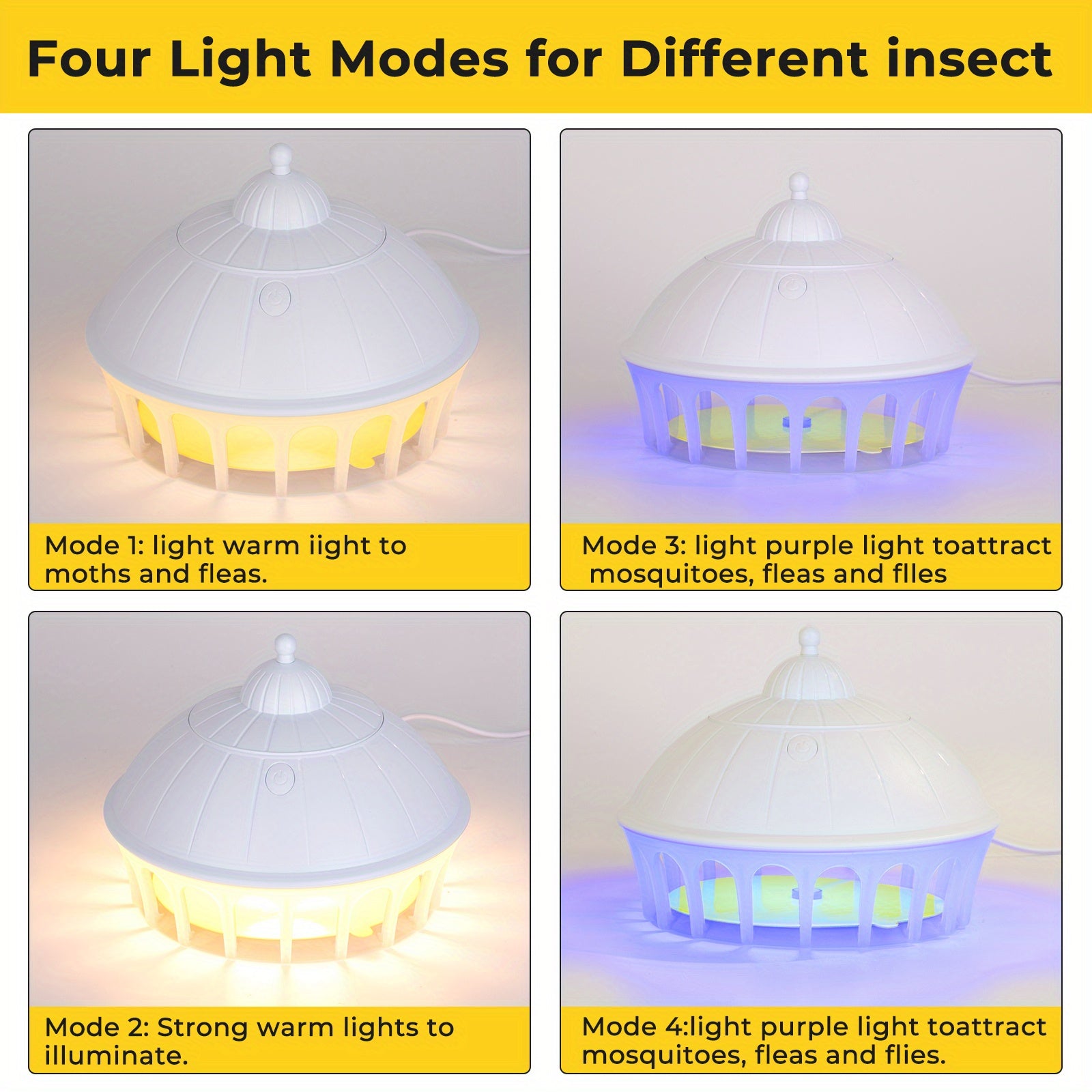 Портативная USB ловушка для блох, ловушка для насекомых с LED-подсветкой, безопасна для домашнего использования