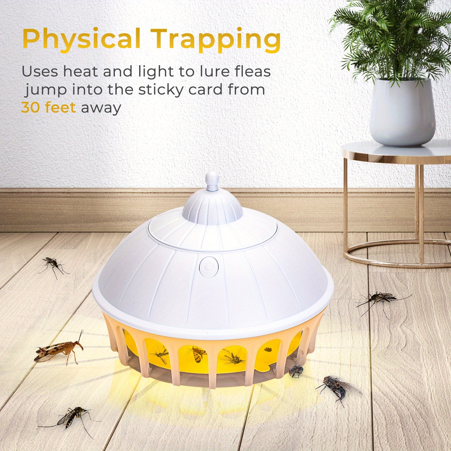Portable USB Flea Trap Insect Catcher with LED Light Safe for Home Use