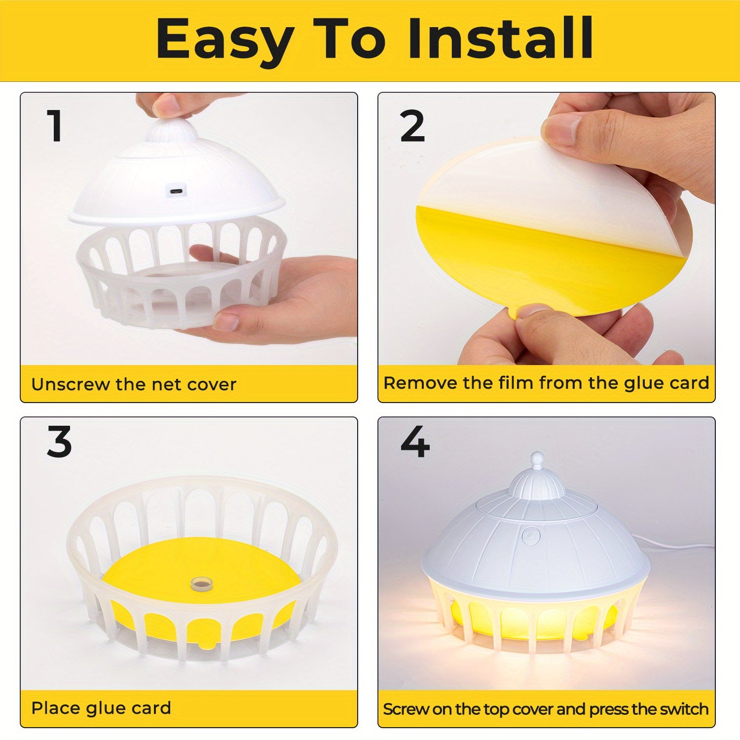 Portable USB Flea Trap Insect Catcher with LED Light Safe for Home Use