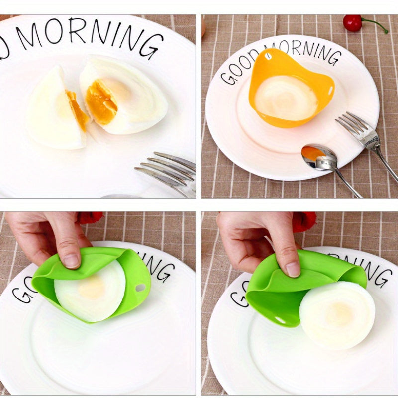 Mikroto'lqinli pech, havo fritöz, plita uchun 1 yoki 4 ta rangli yopishmaydigan silikon tuxum pishiruvchilar to'plami