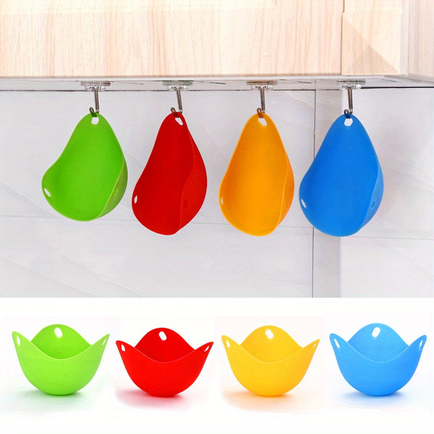 Mikroto'lqinli pech, havo fritöz, plita uchun 1 yoki 4 ta rangli yopishmaydigan silikon tuxum pishiruvchilar to'plami