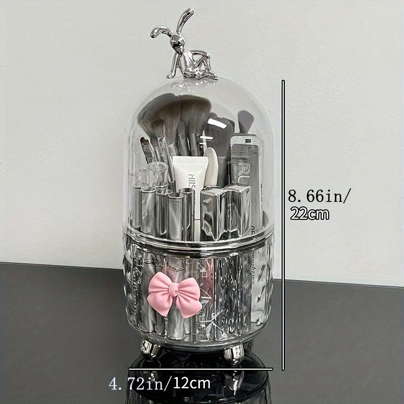 Clear Plastic Makeup Organizer with Dustproof Lid for Lipstick Brushes and Accessories