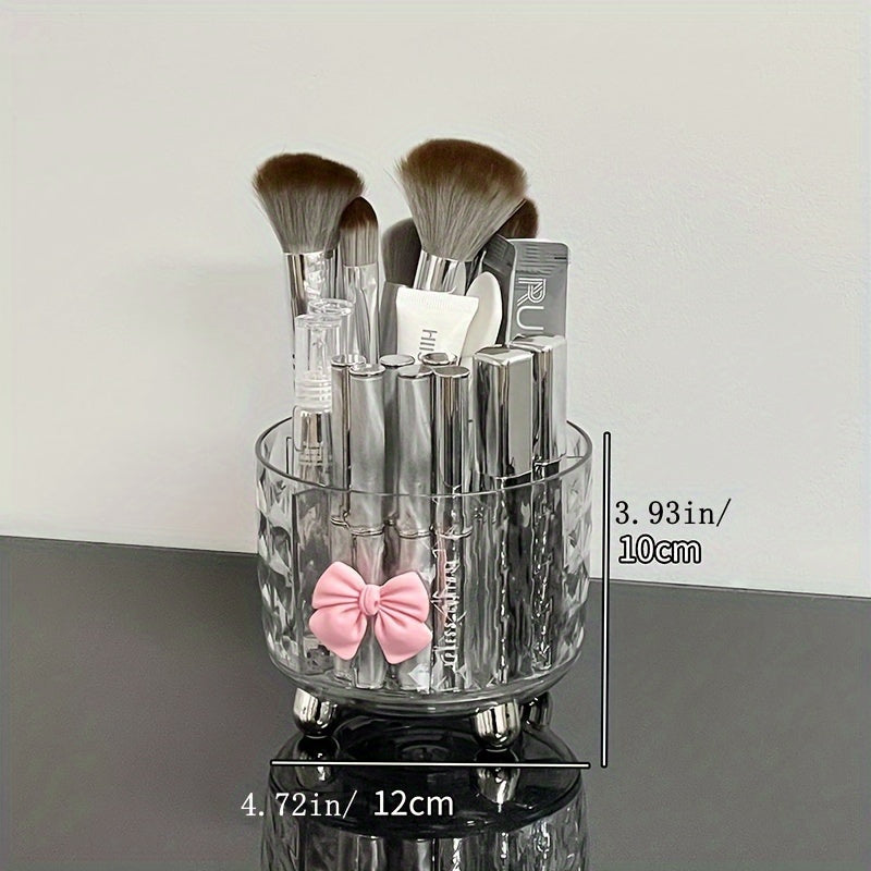 Clear Plastic Makeup Organizer with Dustproof Lid for Lipstick Brushes and Accessories