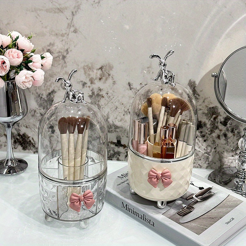 Clear Plastic Makeup Organizer with Dustproof Lid for Lipstick Brushes and Accessories