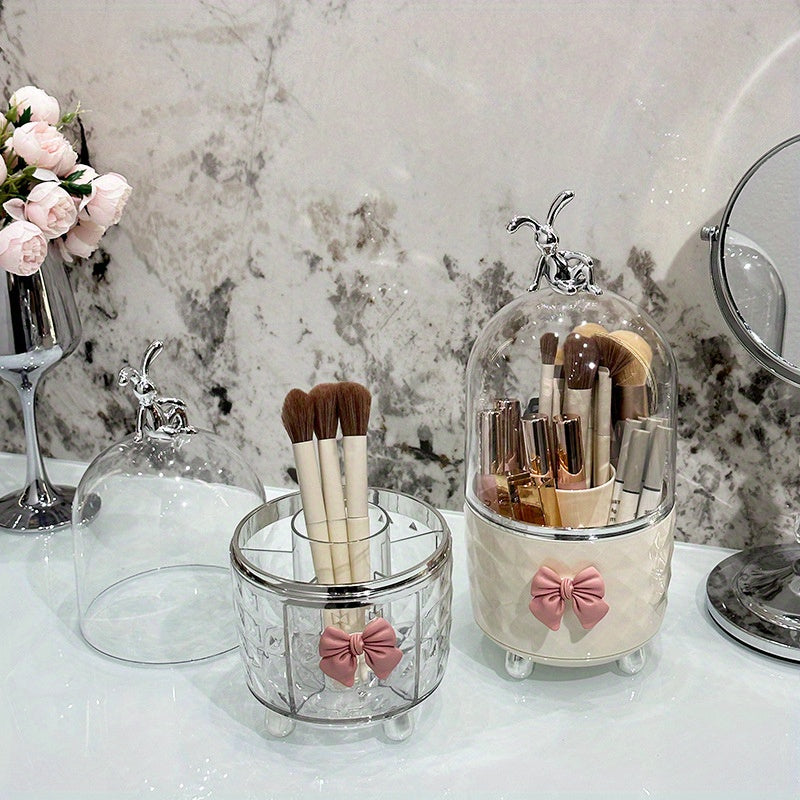 Clear Plastic Makeup Organizer with Dustproof Lid for Lipstick Brushes and Accessories