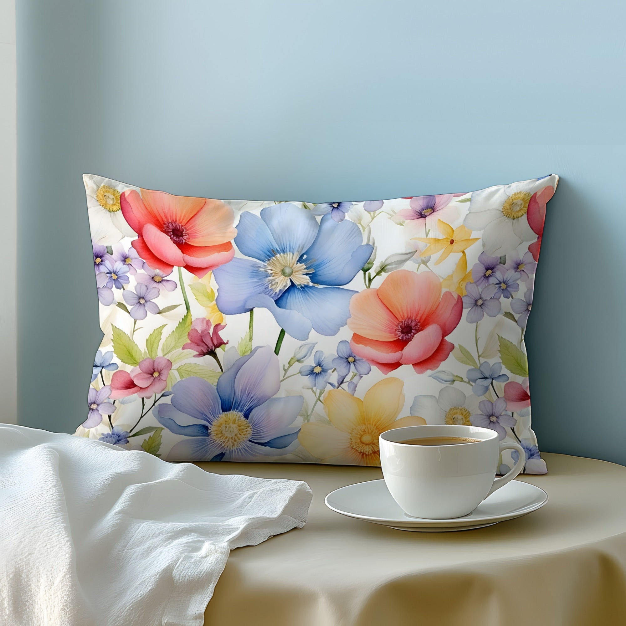 Machine Washable Full Flower Design Pillowcase Soft Natural Fiber 3D Floral Print
