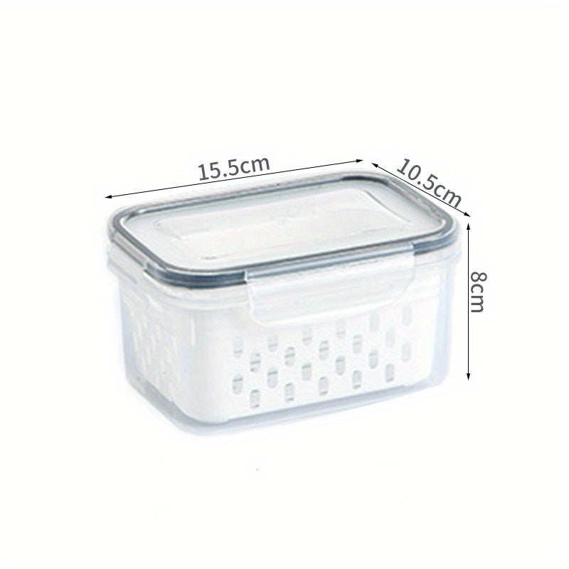 Set of Three Refrigerator Storage Boxes with Double-Layer Design for Fruits Vegetables Meat