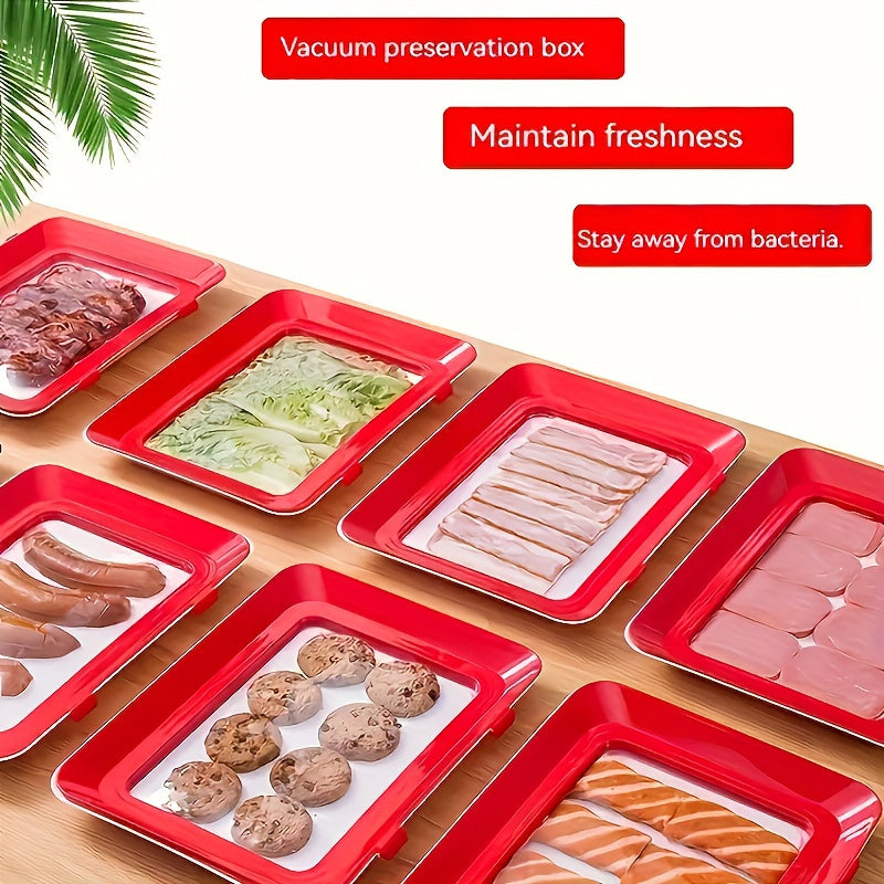 3-Pack Reusable Plastic Food Storage Trays for Kitchen Organization