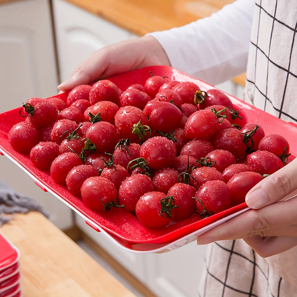 3-Pack Reusable Plastic Food Storage Trays for Kitchen Organization