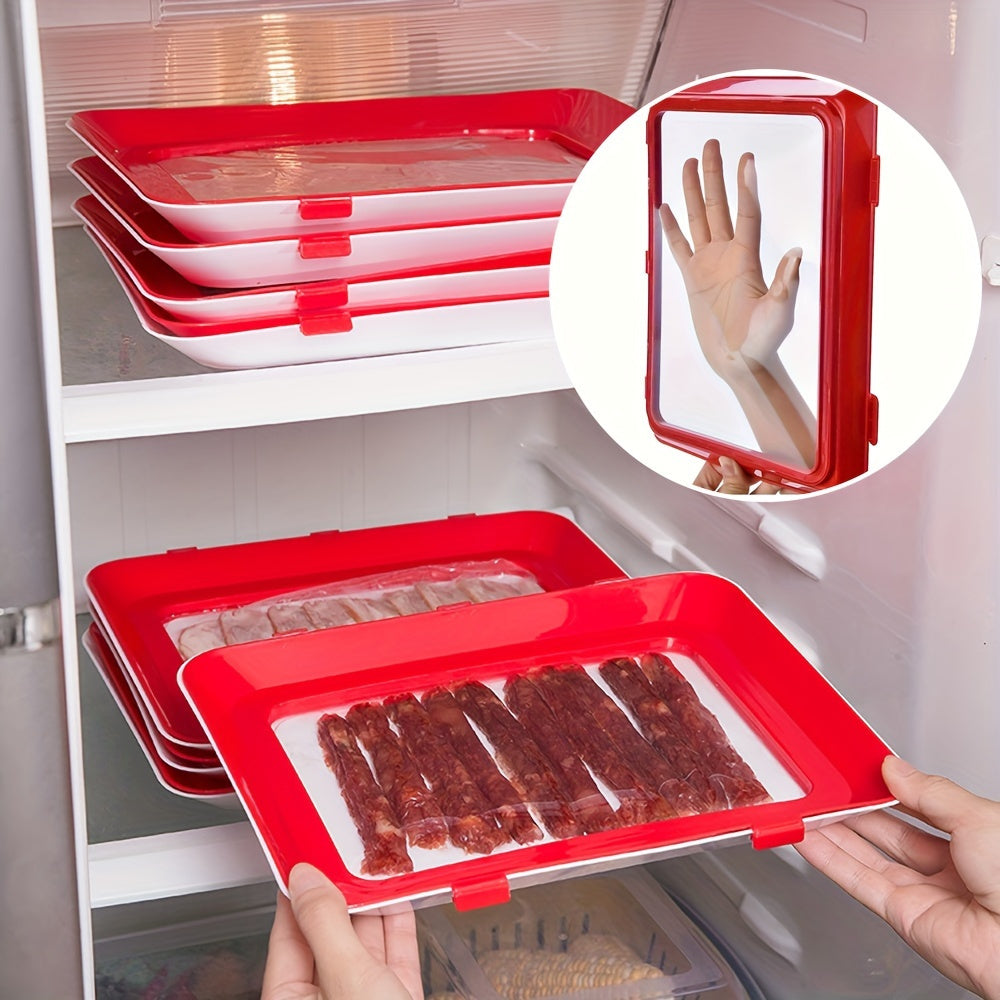 3-Pack Reusable Plastic Food Storage Trays for Kitchen Organization