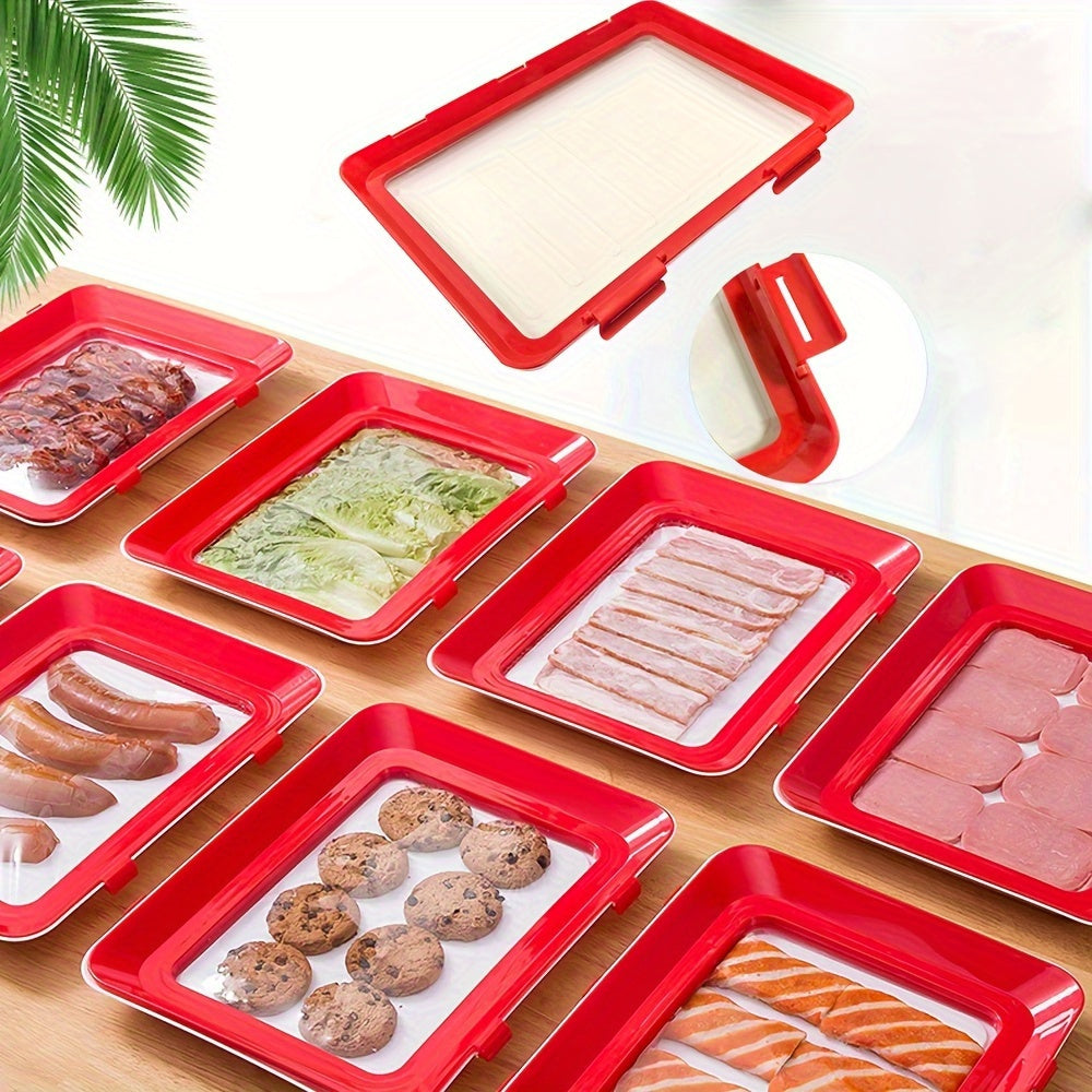 3-Pack Reusable Plastic Food Storage Trays for Kitchen Organization