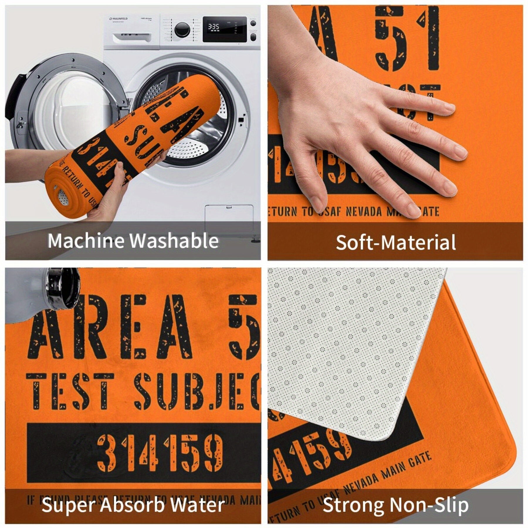 Yarim yengil mashina yuviladigan polyester uy bezaklari uchun Alien Abduction Bath Mat