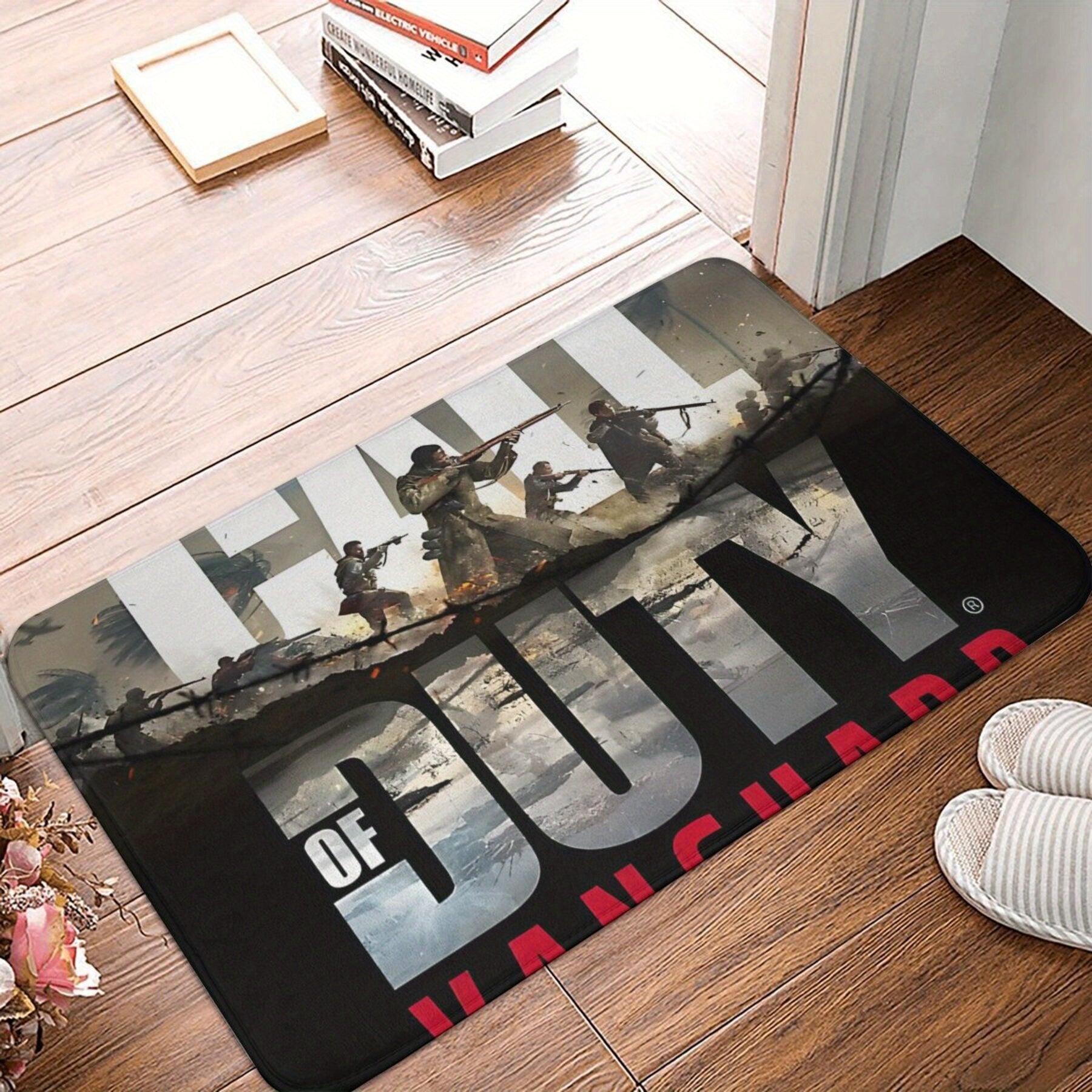 Rectangular Polyester Flannel Carpet Non-Slip Doormat for Bedroom Kitchen Balcony