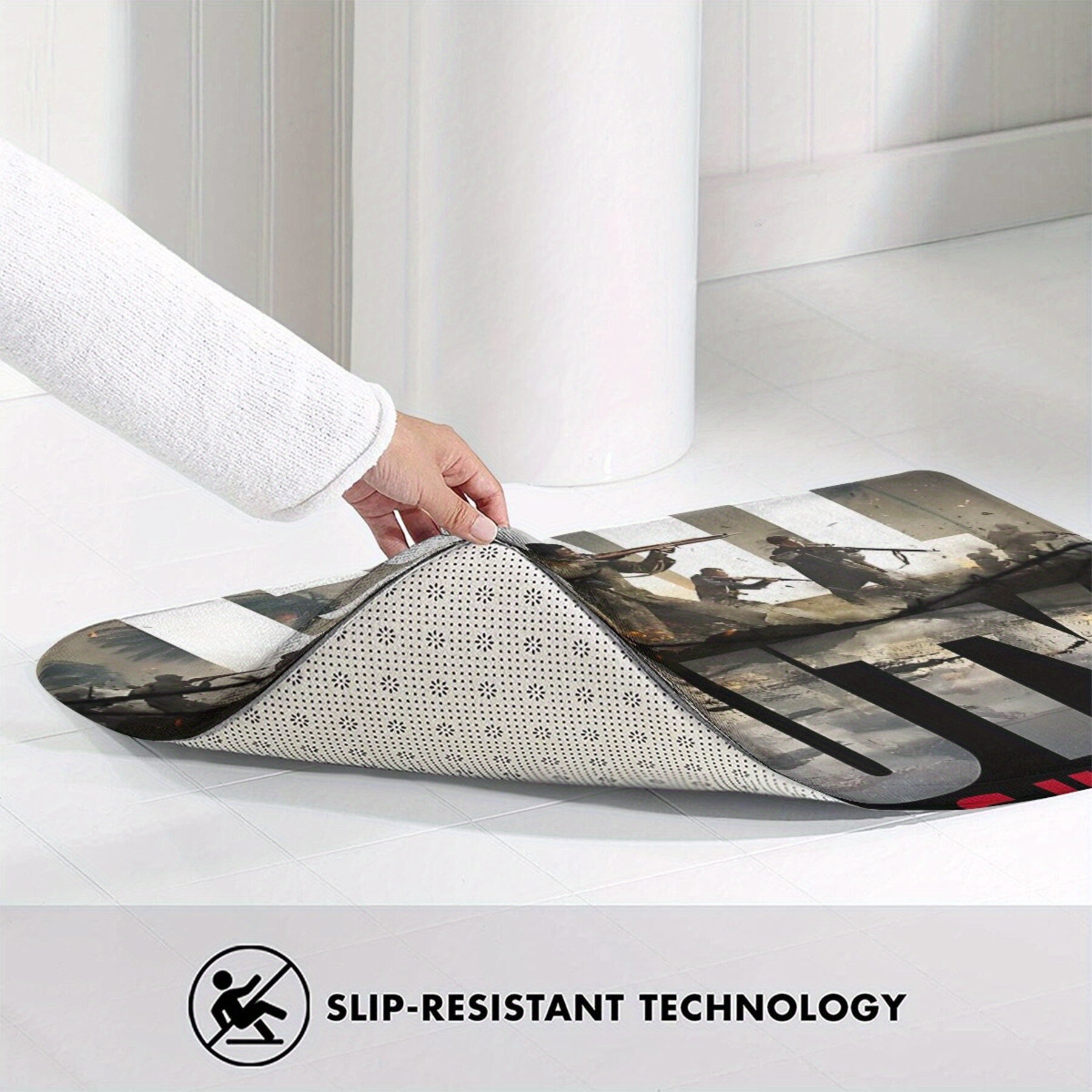 "To‘g‘ri to‘rtburchakli Polyester Flanel Gilam, Yengil Mashinada Yasalgan Uy Dekoratsiyasi, Sirpanmaydigan Orqa Qismi, Mashinada Yuvish Mumkin. Yotoqxona, Oshxona yoki Balkon uchun Mukammal - 1 dona JIT COD Vanguard Kirish Gilami"