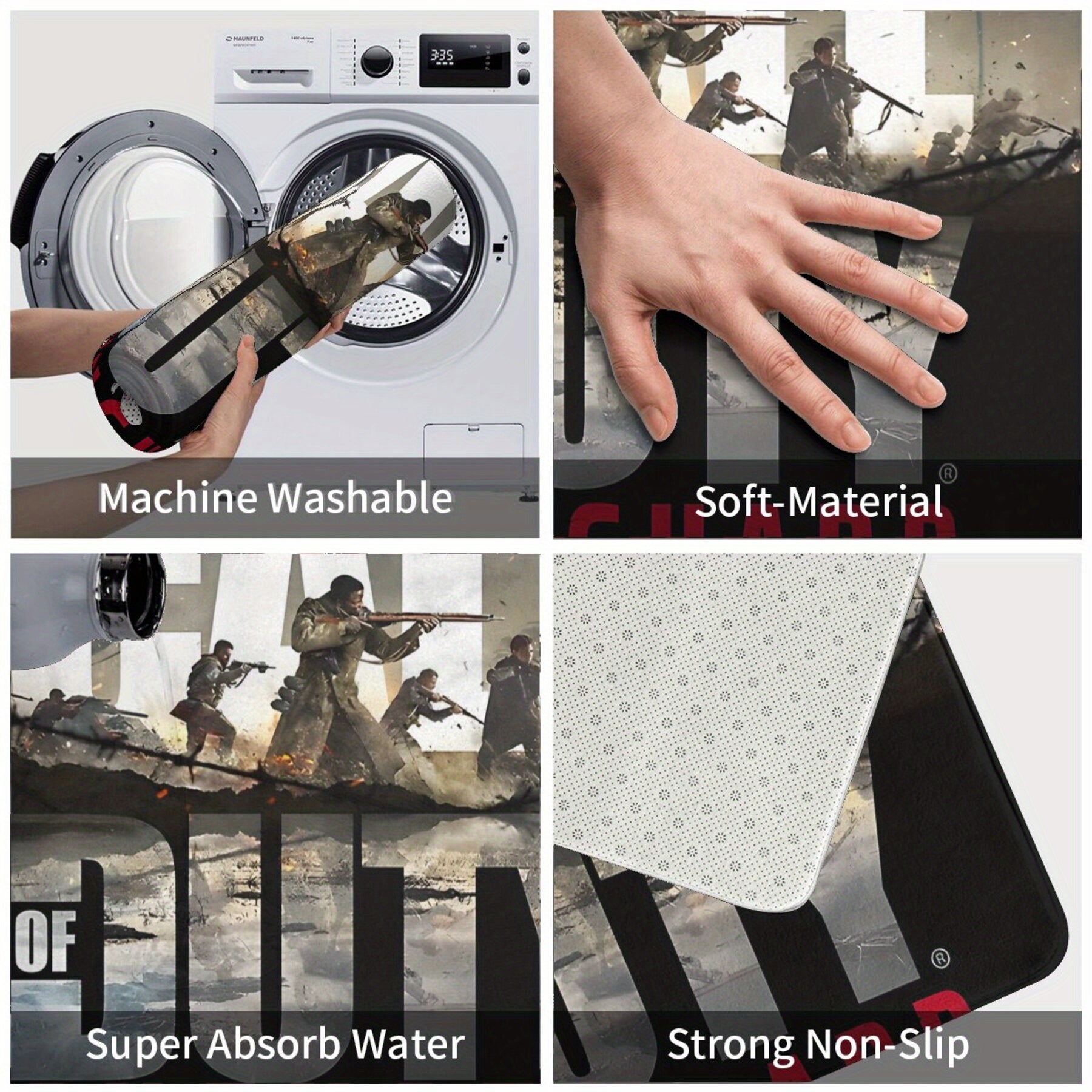 Rectangular Polyester Flannel Carpet Non-Slip Doormat for Bedroom Kitchen Balcony