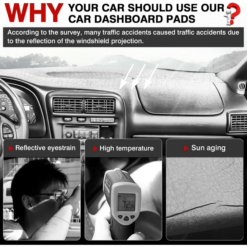 Dashboard Cover Mat for Car Interior Velvet Sunshade UV Protection