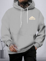 Sudadera de poliéster con forro de vellón con estampado de montaña para hombre de tallas grandes