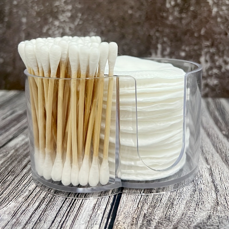 Makeup Remover Pads and Cotton Swab Holder with Dual Compartments for Bathroom Organization