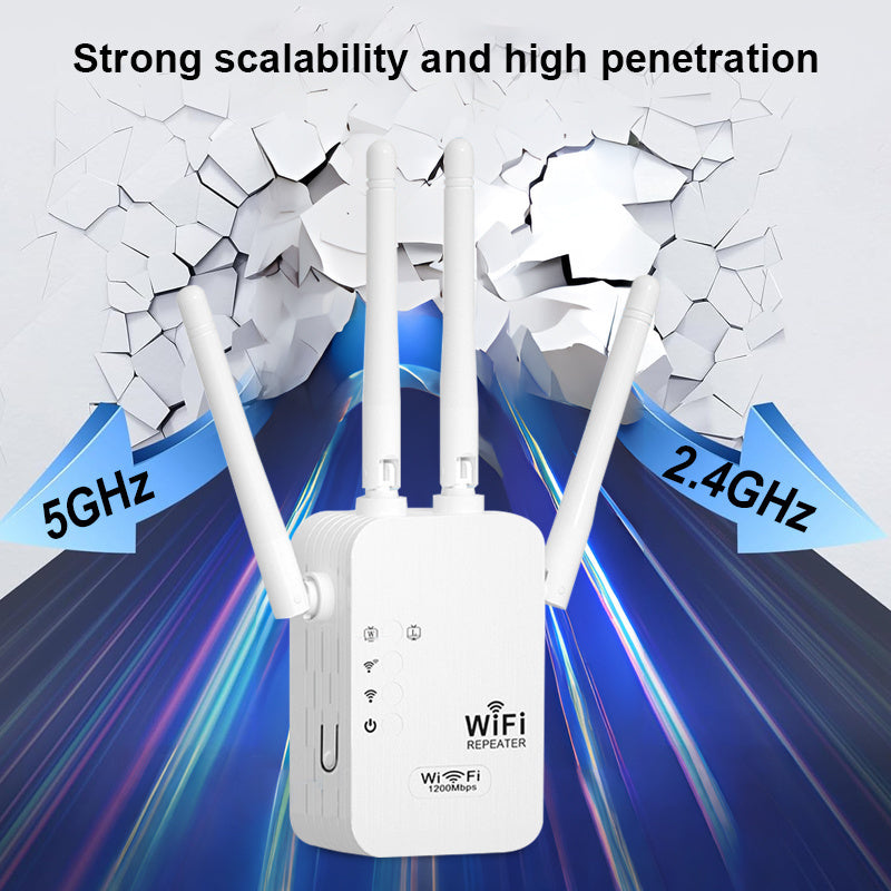 WiFi Signal Booster 1200Mbps Dual Band 8500 Sq Ft Coverage with 4 Antennas