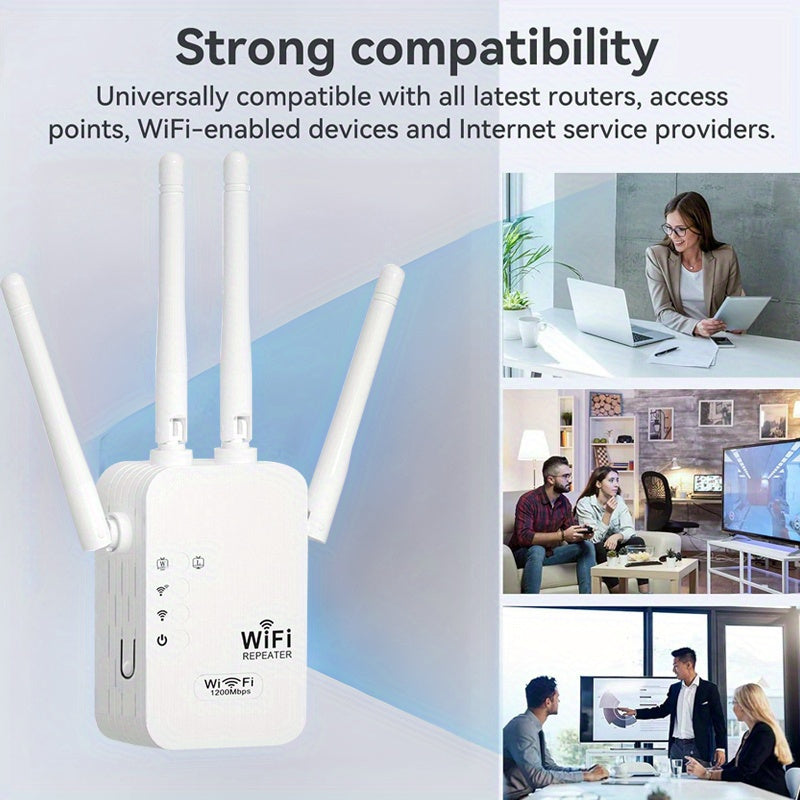 WiFi Signal Booster 1200Mbps Dual Band 8500 Sq Ft Coverage with 4 Antennas