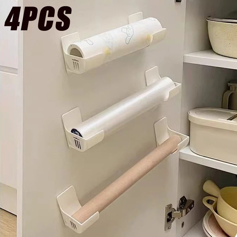 Wall-Mounted Storage Organizer for Refrigerator Side Plastic Wrap and Bag Holder