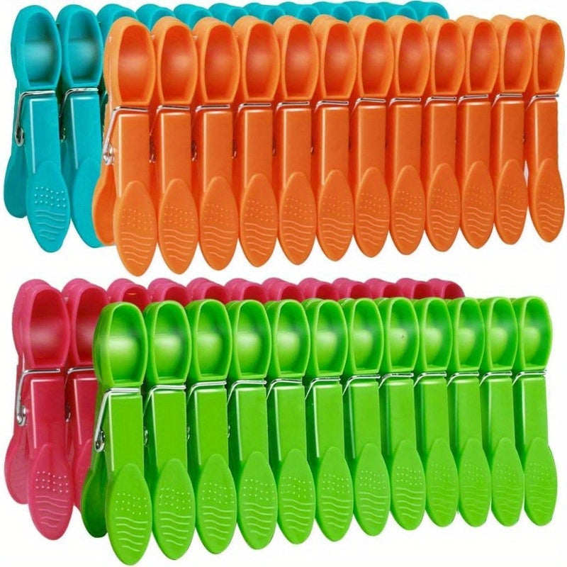 Set of 24 Colorful Plastic Clothespins with Sturdy Springs for Outdoor, DIY, and Organizing