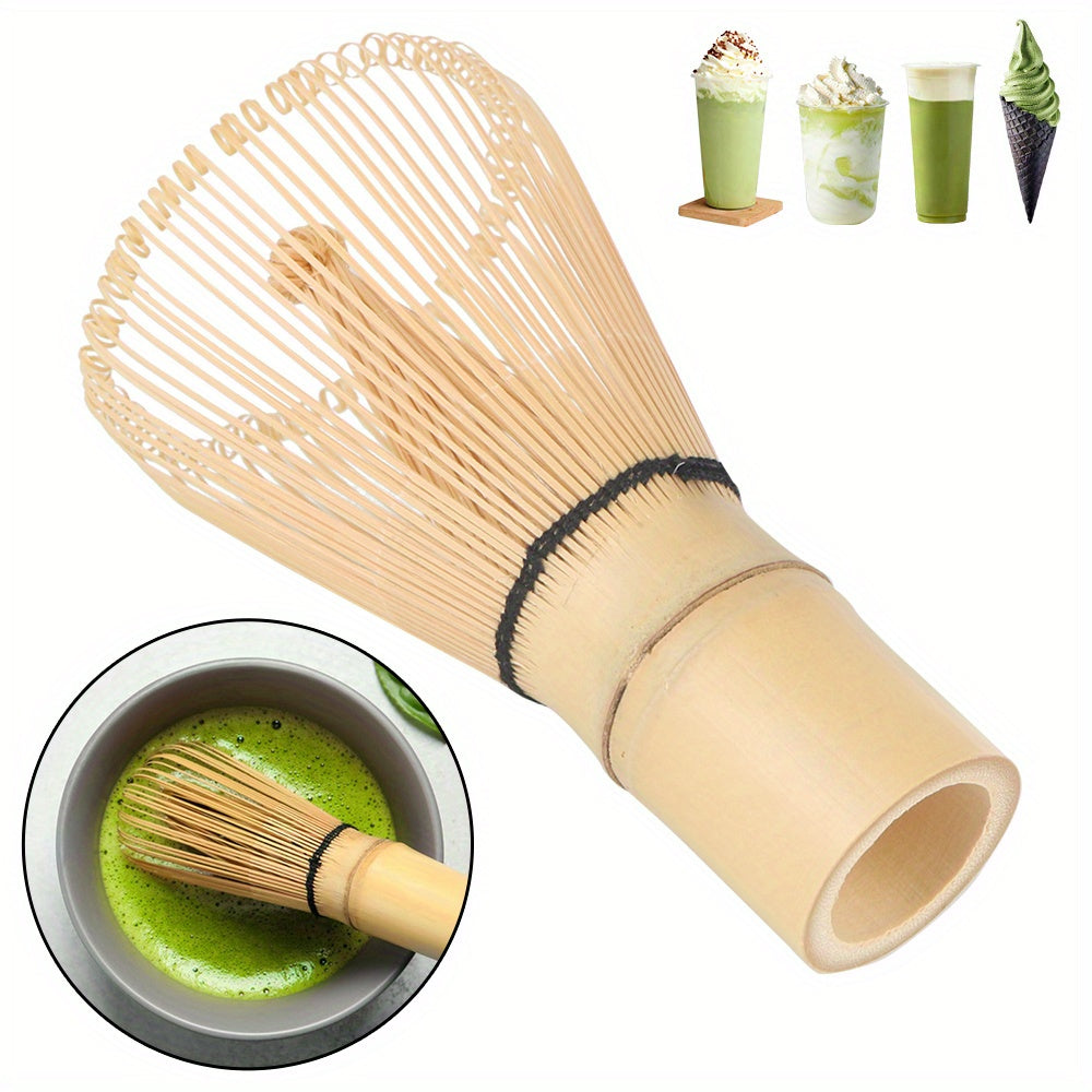 Set de utensilios de matcha verde artesanal con batidor de bambú para la ceremonia del té japonesa