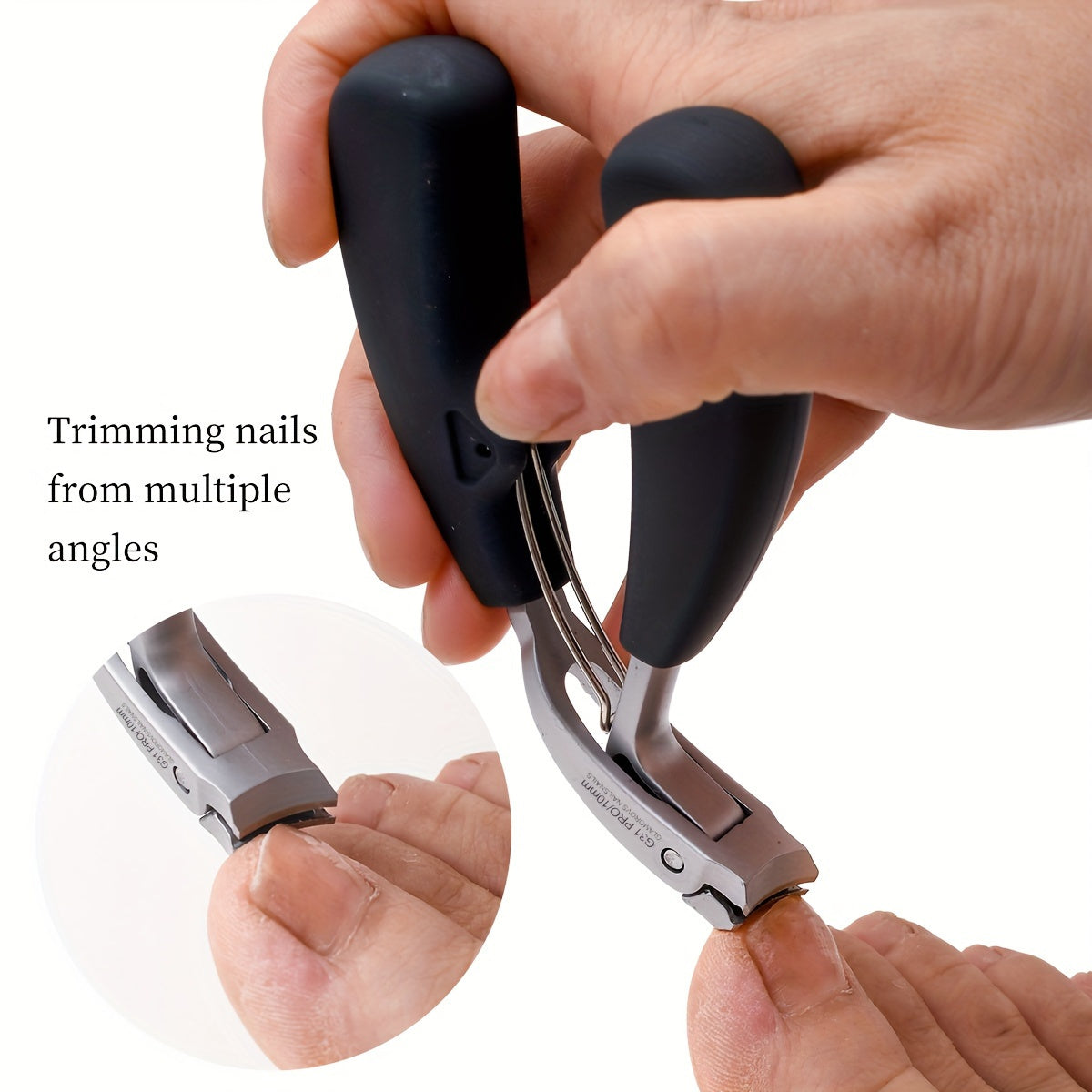 Professional Nail Clippers for Men and Seniors Wide Opening Stainless Steel Long Handle