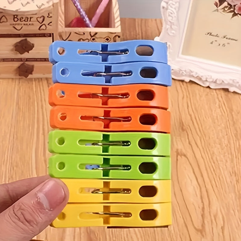 Set of 16 Large Plastic Clothespins for Clothes and Towels, Durable Spring, Home Organization