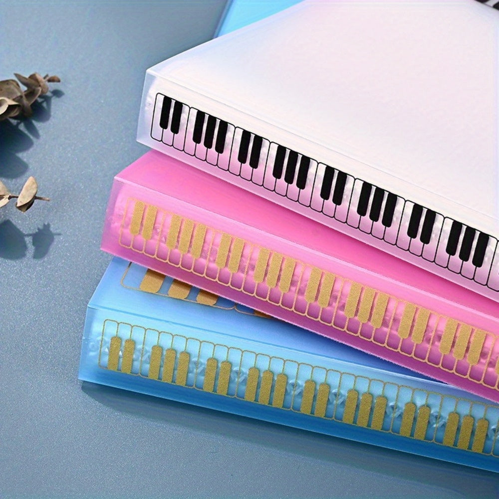 A4 Size Double-Sided PVC Guitar Sheet Music Folder with 40 Pockets in Black White Pink Blue Transparent
