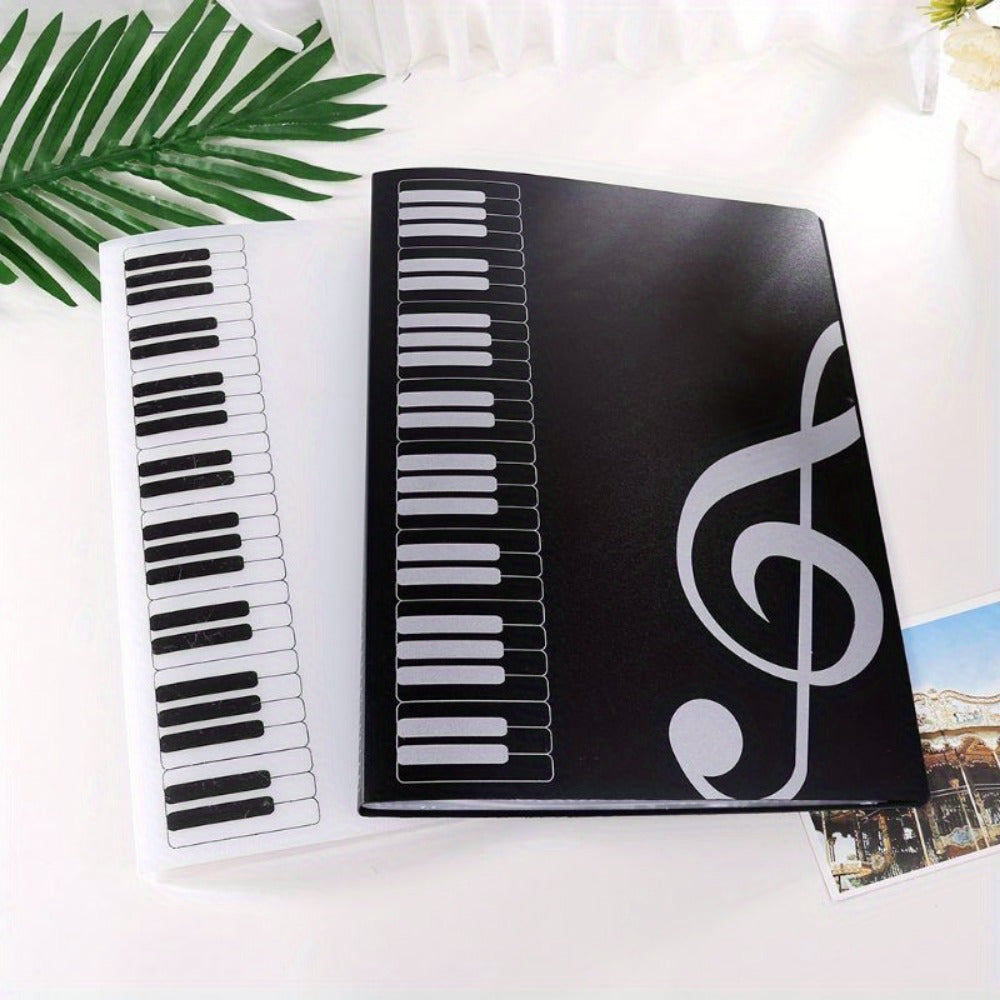 A4 Size Double-Sided PVC Guitar Sheet Music Folder with 40 Pockets in Black White Pink Blue Transparent