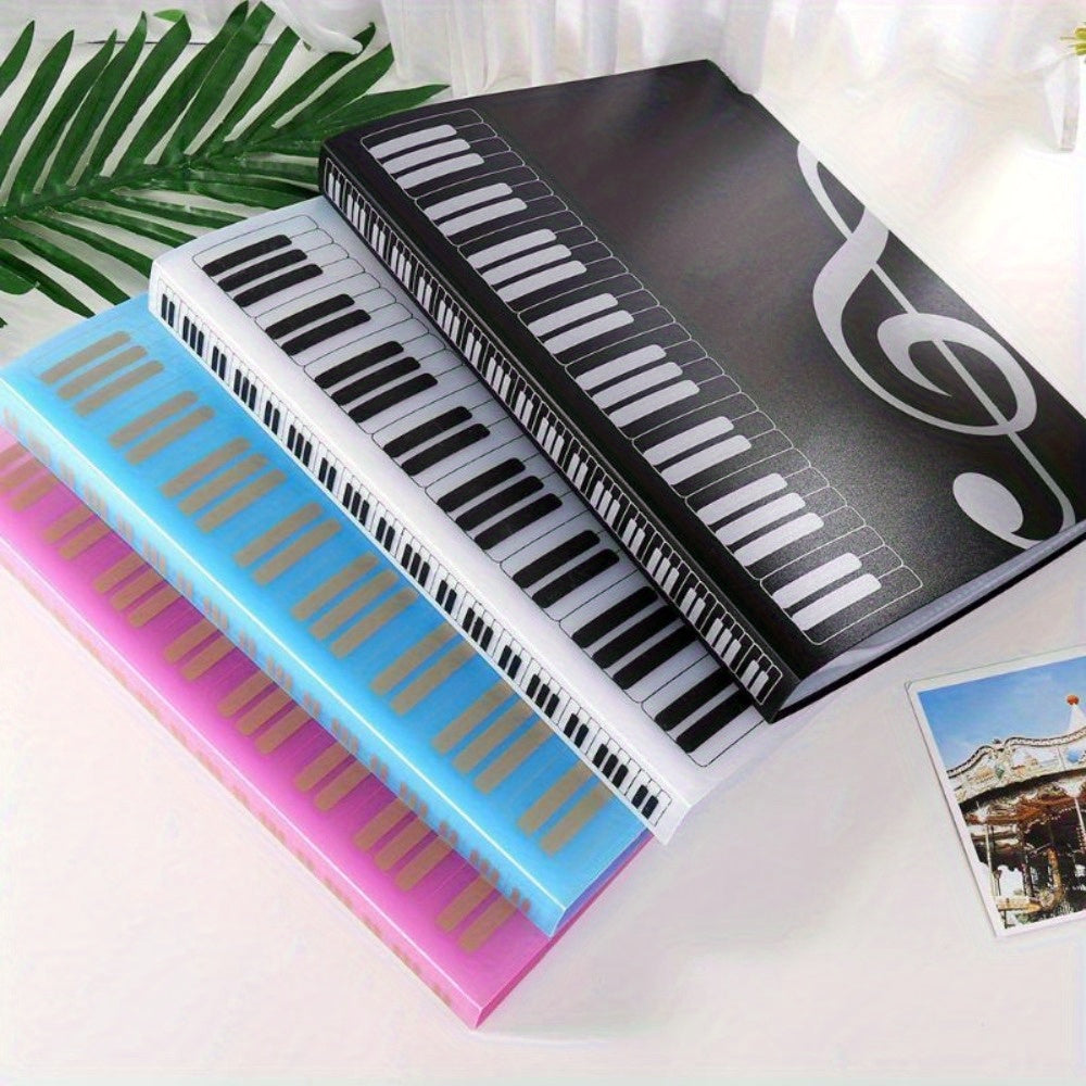 A4 Size Double-Sided PVC Guitar Sheet Music Folder with 40 Pockets in Black White Pink Blue Transparent