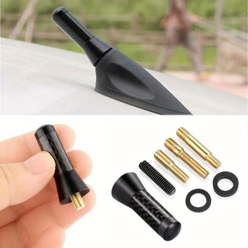 Universal Alyuminiy Qotishma Avtomobil Antena Mastasi 3.5cm Karbon Teri Ko'rinishi Signal Amplifikatori