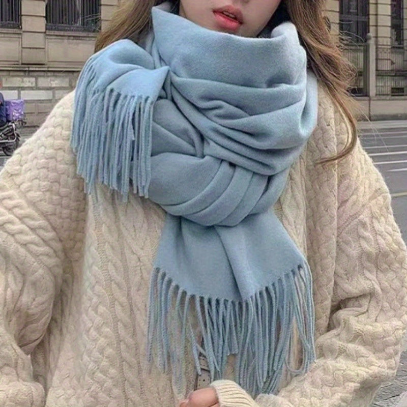 Ayollar uchun Tassel shalv sharf Polyester to'qilgan nafas oladigan issiq shishirilmaydigan kundalik