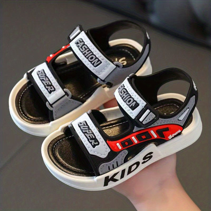 Kids' Open-Toe PVC Sandals for Boys and Girls Lightweight Anti-Slip All-Season Adjustable Strap