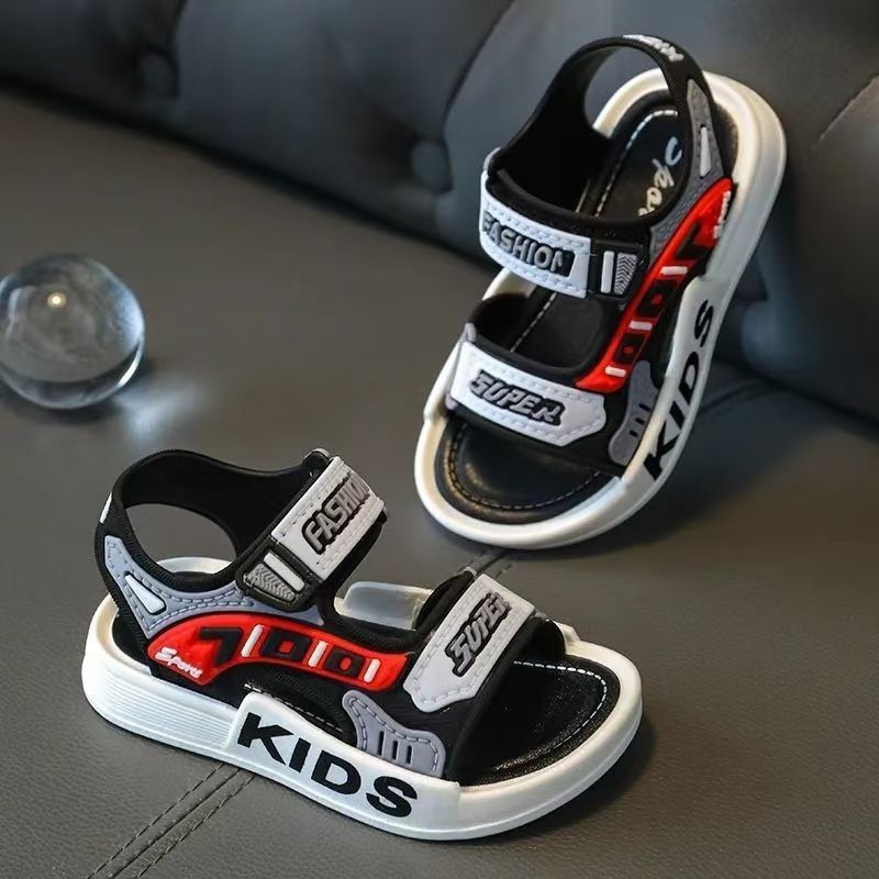 Kids' Open-Toe PVC Sandals for Boys and Girls Lightweight Anti-Slip All-Season Adjustable Strap