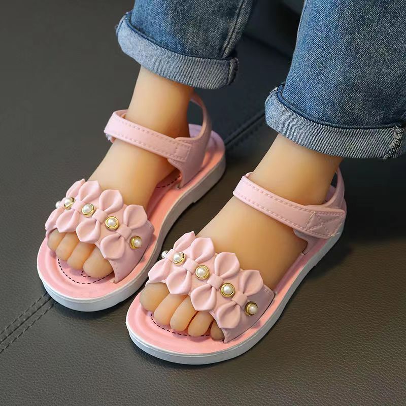 Girls Flower Non-Slip PVC Sandals for Outdoor Summer Toddler and Infant
