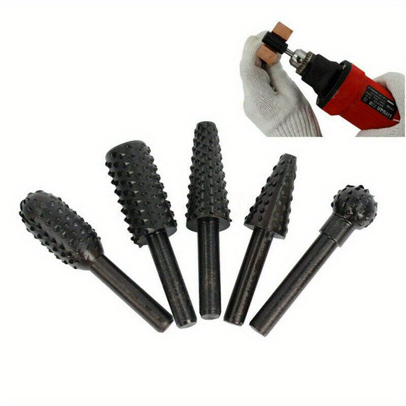 5Pcs 1/4 Inch Drill Bit Set for Woodworking, Wood Carving and Cutting